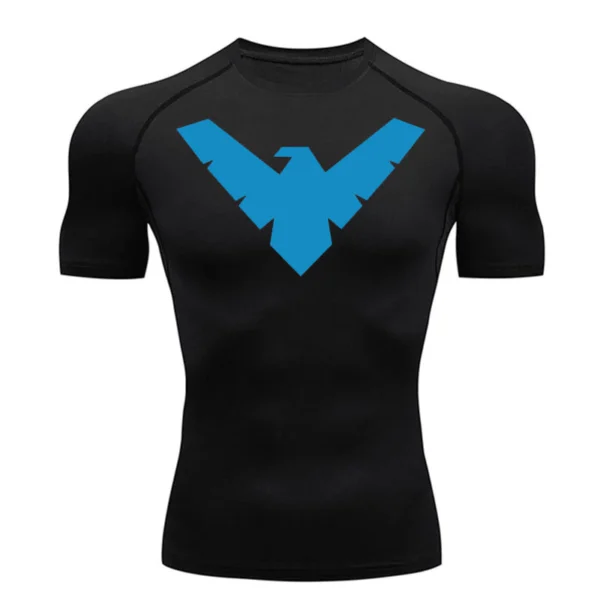 Nightwing compression shirt men's short-sleeved crossfit T-shirt sports fitness top breathable sportswear Nightwing compression shirt men's short-sleeved crossfit T-shirt sports fitness top breathable sportswear