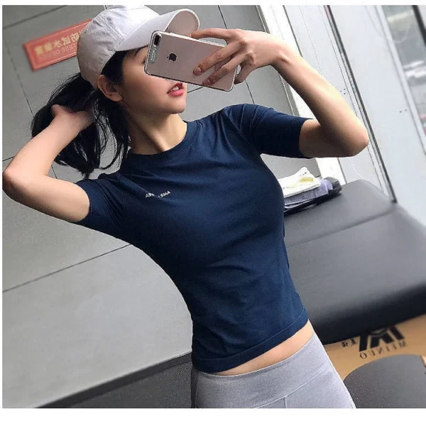 Women's sports top Slimming Quick-Drying Thin Sports Short-Sleeved Workout Clothes Stretch Skinny Running T-shirt Breathable Sweat-Wicking Yoga Jacket Women sports wear